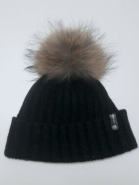 Black knitted wool Beanie Hat from Oxygen